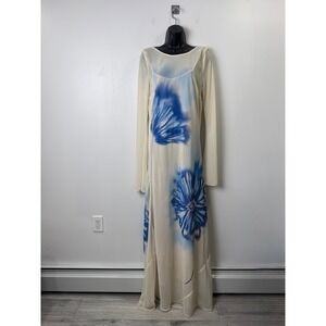 Especia Venomous Sheer Maxi Dress Blue Floral Size XL